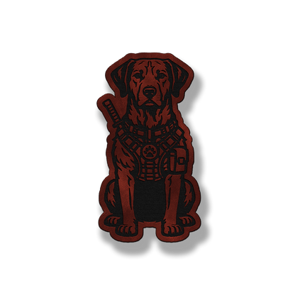 Tactical Rhodesian Ridgeback dog patch in saddle dark brown leatherette