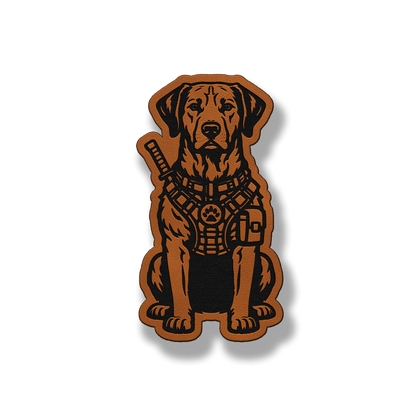 Tactical Rhodesian Ridgeback dog patch in classic chestnut brown leatherette