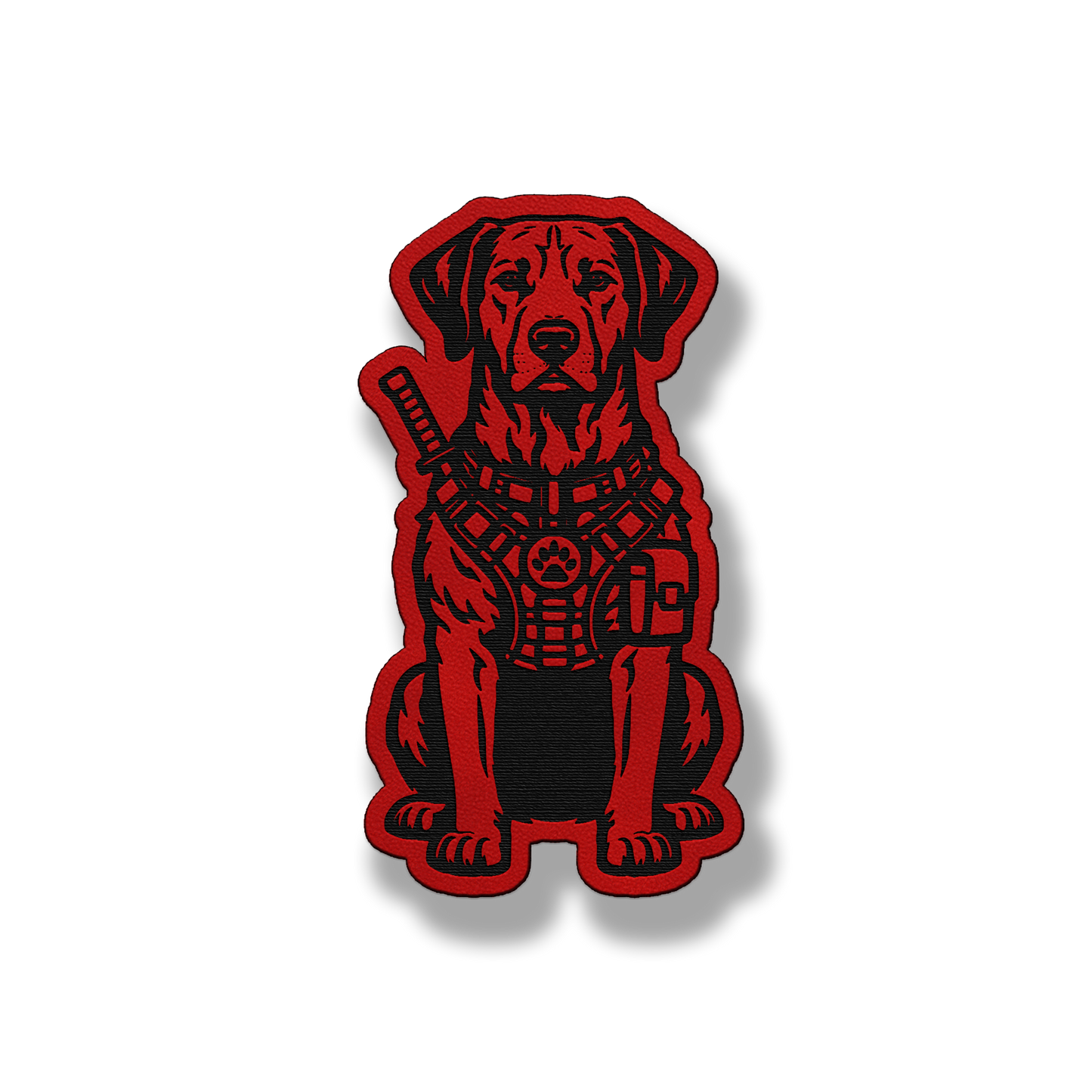Tactical Rhodesian Ridgeback dog patch in classic red leatherette