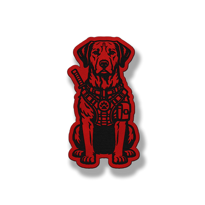 Tactical Rhodesian Ridgeback dog patch in classic red leatherette
