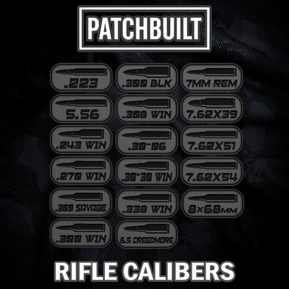 Rifle Caliber Velcro® Patch Tags (17 Caliber Options) – Sticky Loop Mount Included