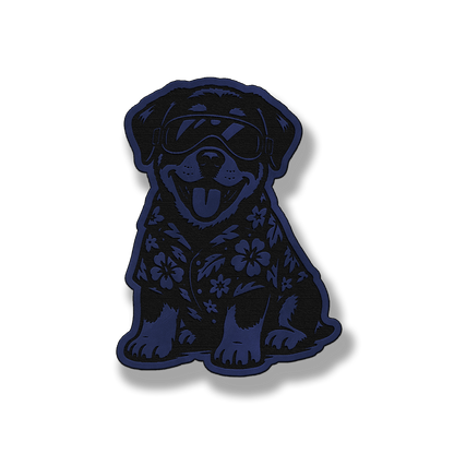 Beach Rottweiler dog patch in saddle blue leatherette
