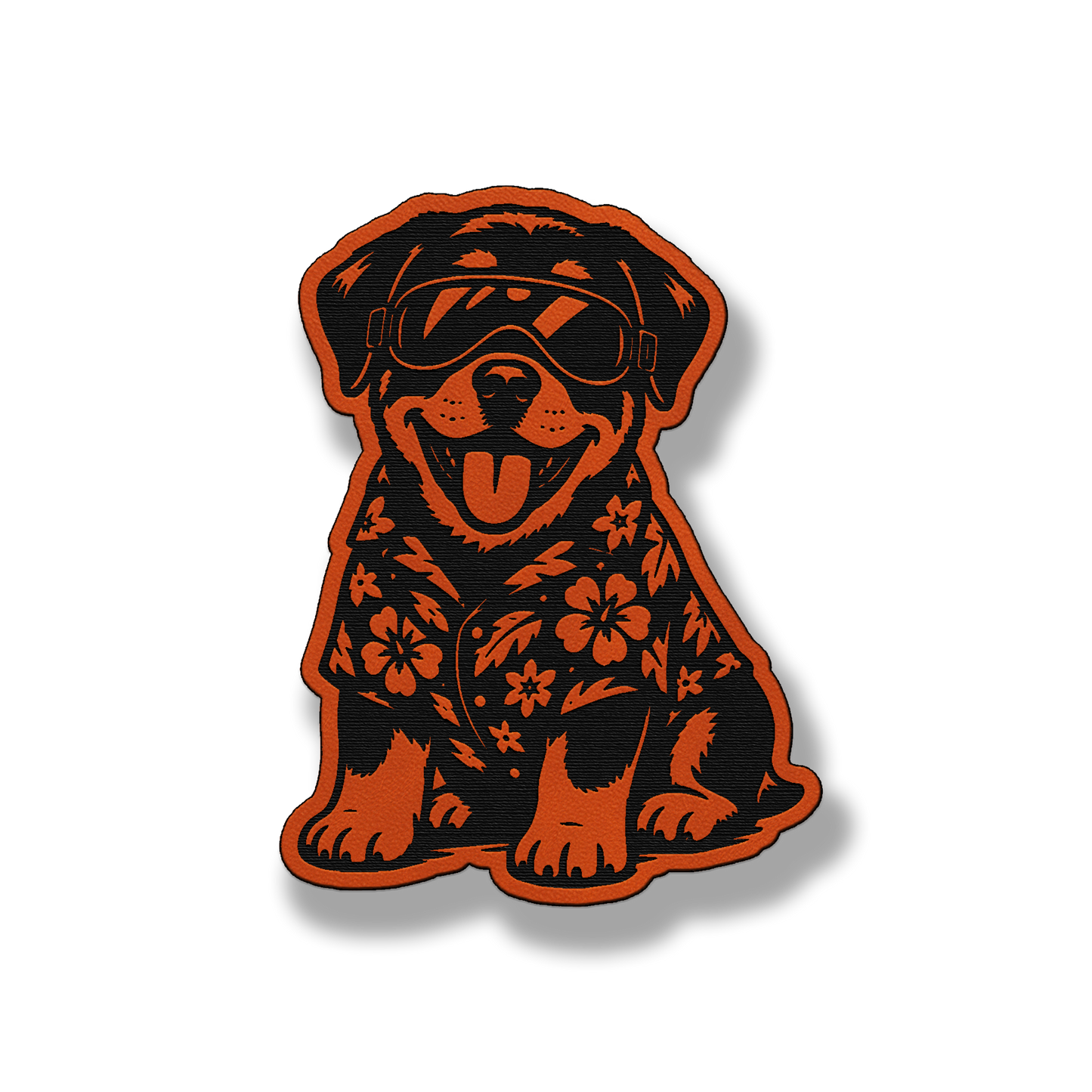 Beach Rottweiler dog patch in classic orange leatherette