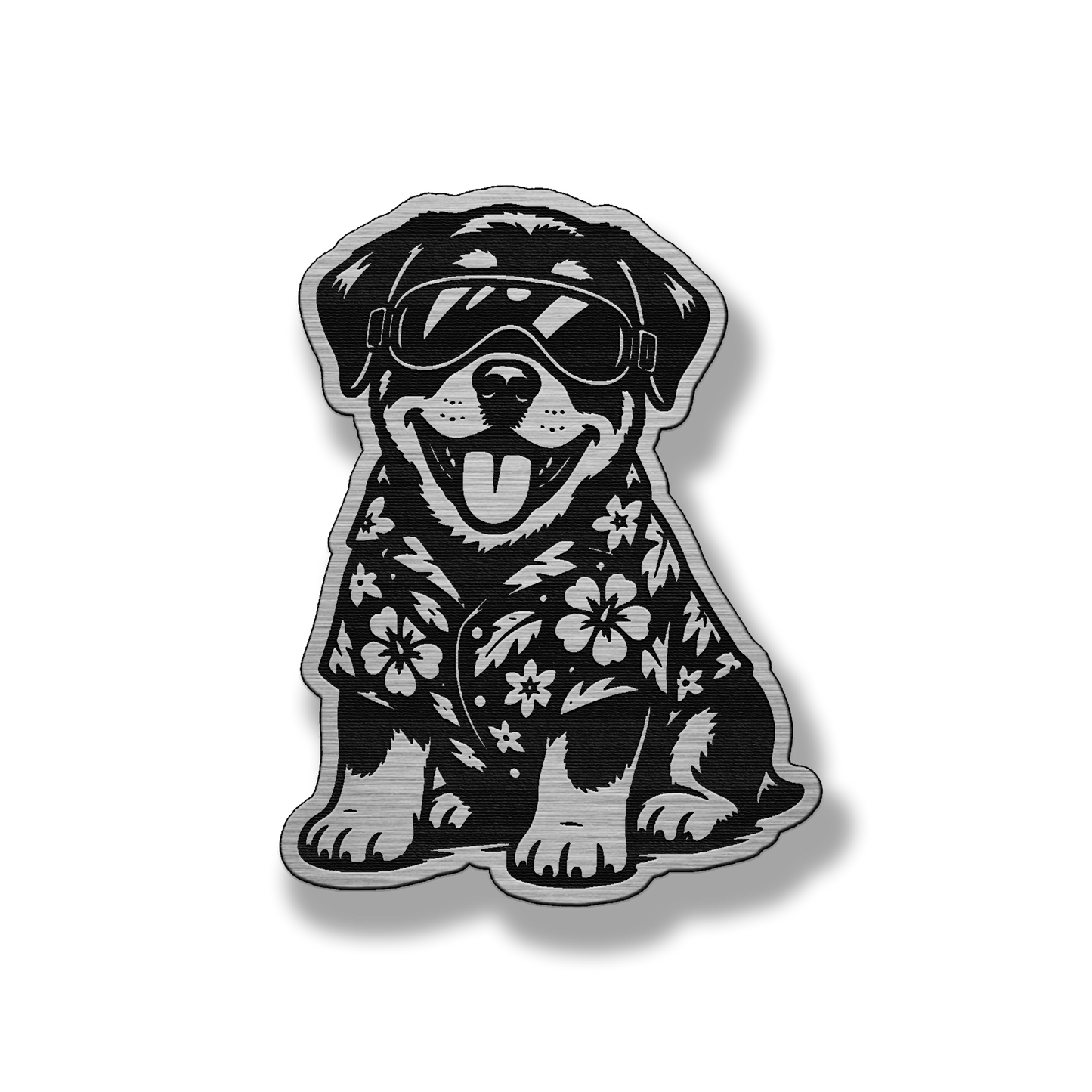 Beach Rottweiler dog patch in silver acrylic
