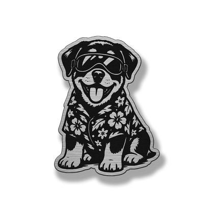 Beach Rottweiler dog patch in silver acrylic