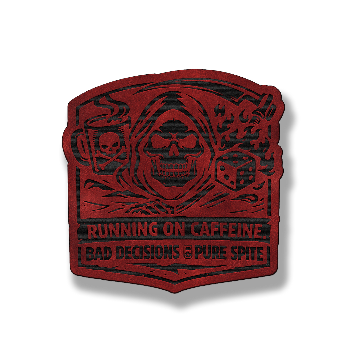 Running on Caffeine Bad Decisions Skull Patch – Leatherette Morale Patch