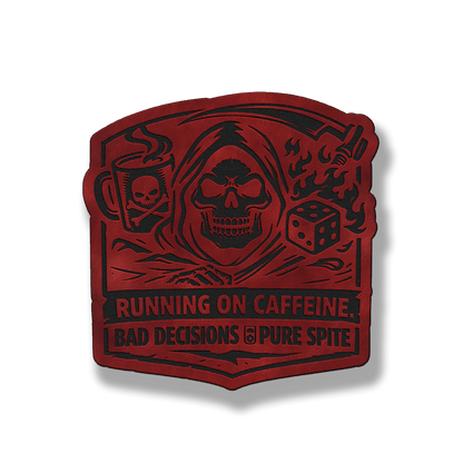 Running on Caffeine Bad Decisions Skull Patch – Leatherette Morale Patch