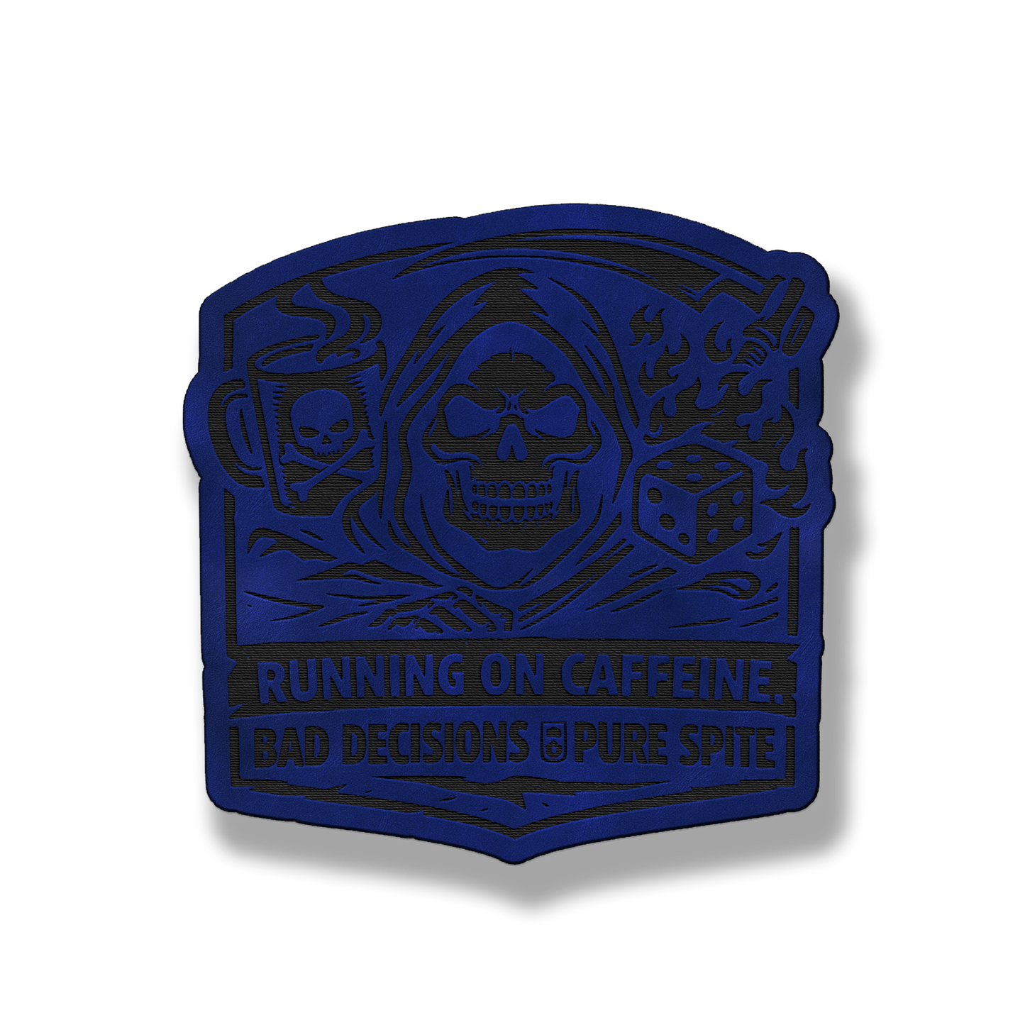 Running on Caffeine Bad Decisions Skull Patch – Leatherette Morale Patch