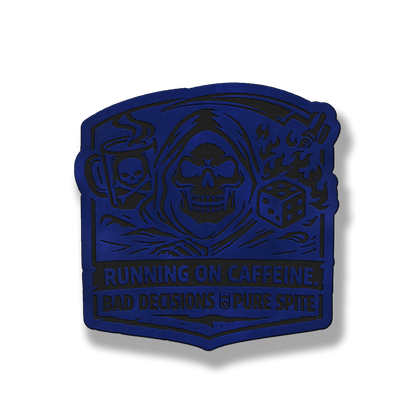 Running on Caffeine Bad Decisions Skull Patch – Leatherette Morale Patch