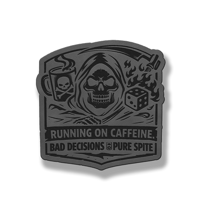 Running on Caffeine Bad Decisions Skull Patch – Leatherette Morale Patch