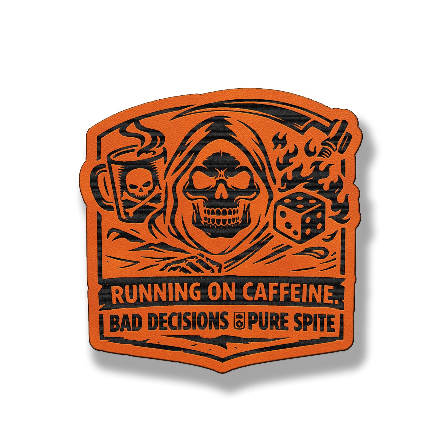 Running on Caffeine Bad Decisions Skull Patch – Leatherette Morale Patch