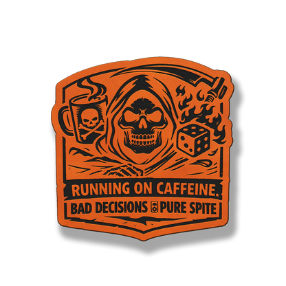 Running on Caffeine Bad Decisions Skull Patch – Leatherette Morale Patch