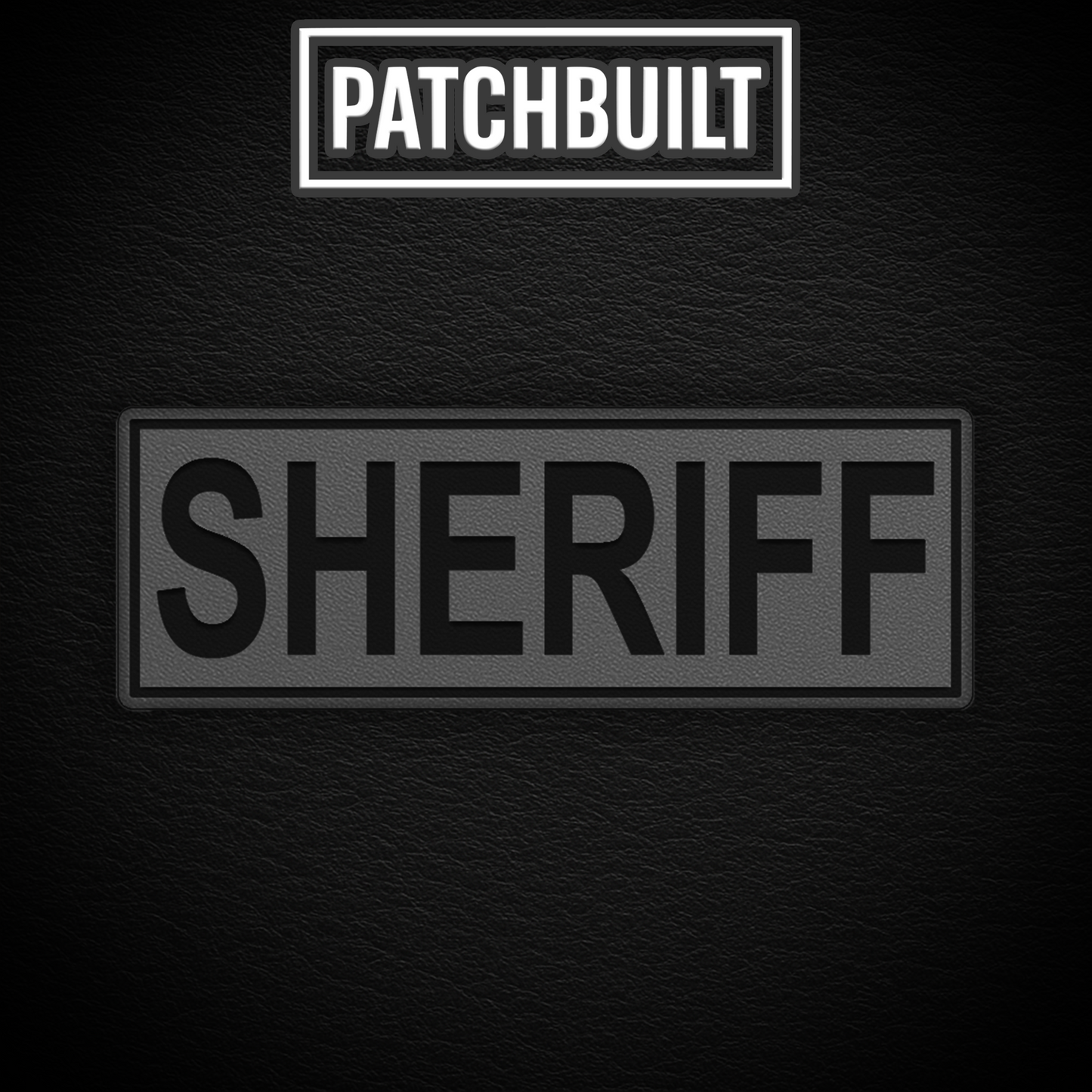 SHERIFF – Large Gray Leatherette Patch (Hook & Loop or Iron-On)