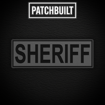 SHERIFF – Large Gray Leatherette Patch (Hook & Loop or Iron-On)