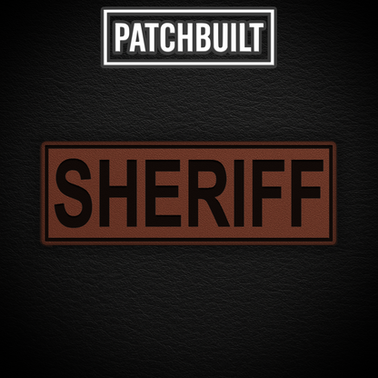 SHERIFF – Large Brown Leatherette Patch (Hook & Loop or Iron-On)