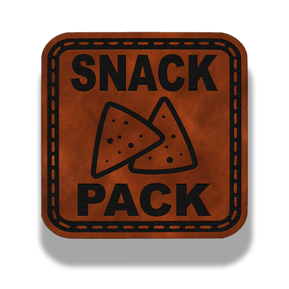 Snack Pack leatherette morale patch in saddle chestnut