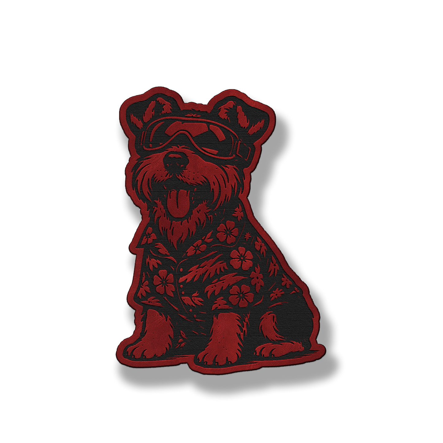 Beach Dog Schnauzer patch in saddle red leatherette