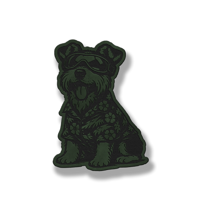 Beach Dog Schnauzer patch in saddle green leatherette