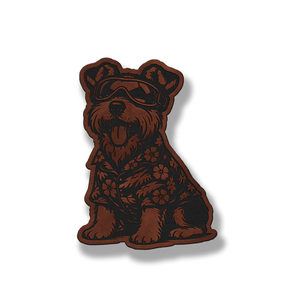 Beach Dog Schnauzer patch in saddle dark brown leatherette