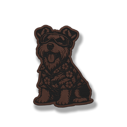 Beach Dog Schnauzer patch in classic light brown leatherette