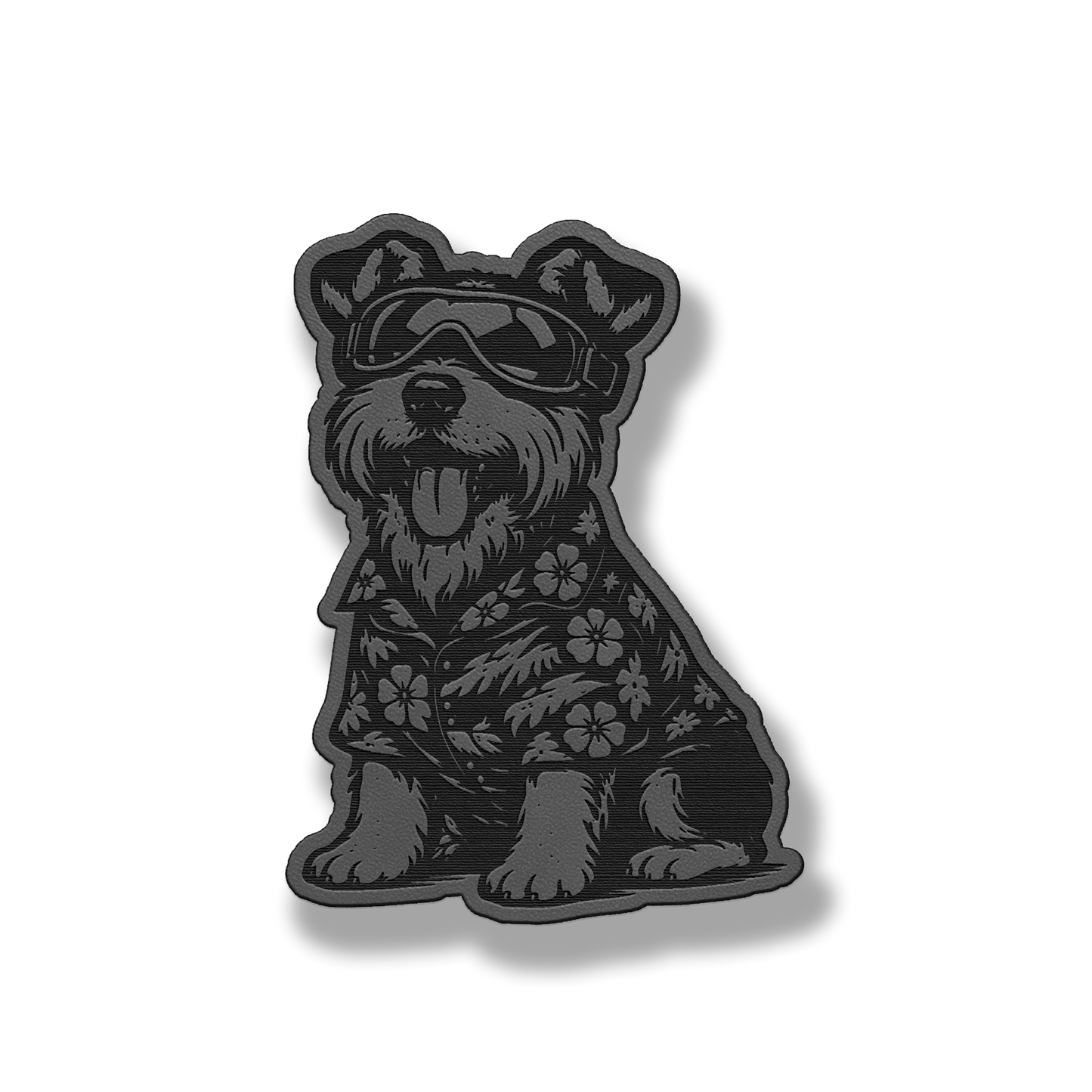 Beach Dog Schnauzer patch in classic gray leatherette