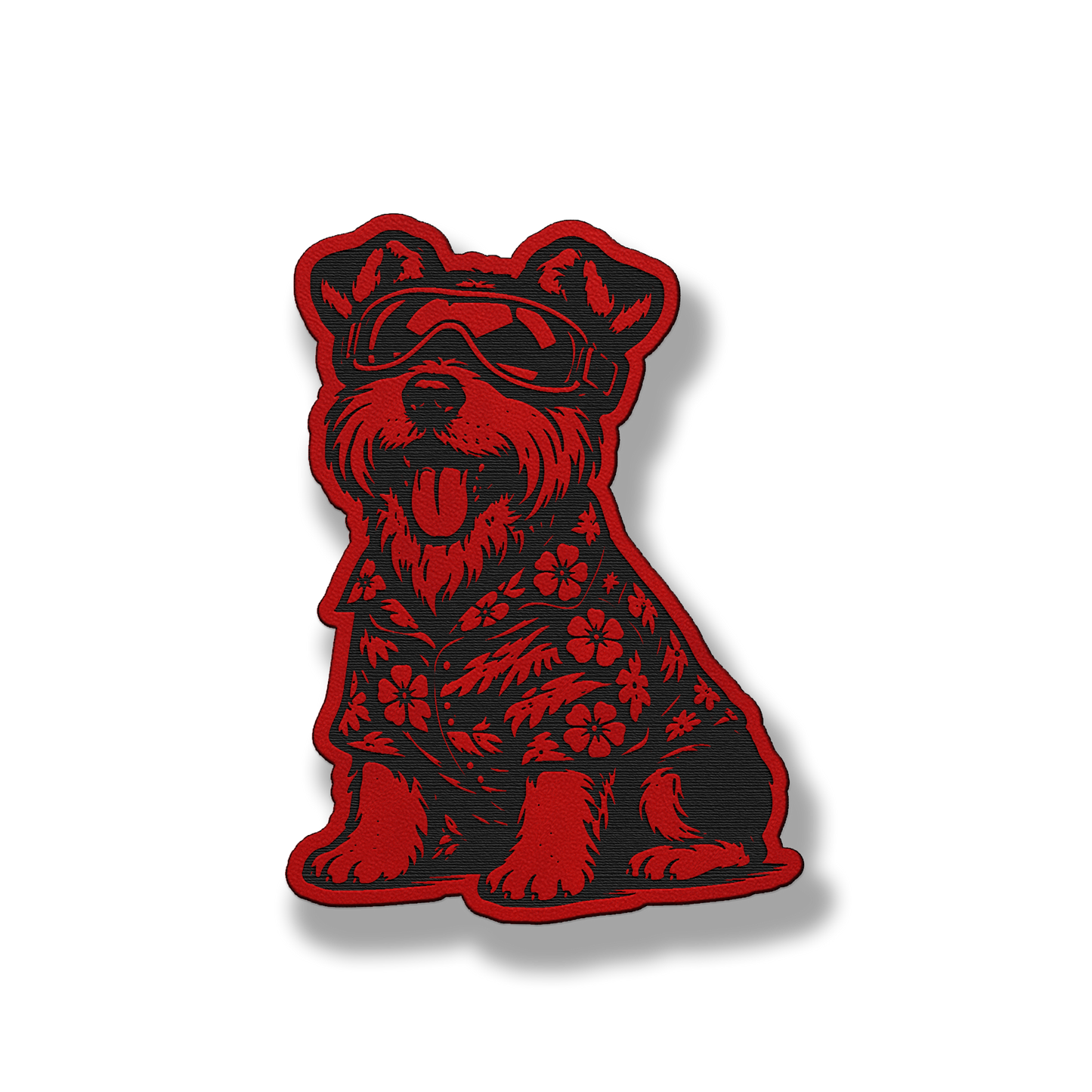 Beach Dog Schnauzer patch in classic red leatherette