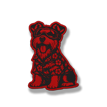 Beach Dog Schnauzer patch in classic red leatherette