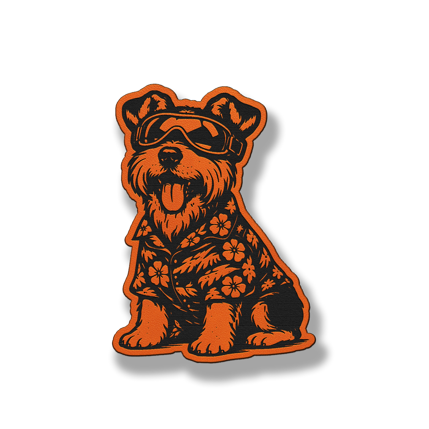 Beach Dog Schnauzer patch in classic orange leatherette