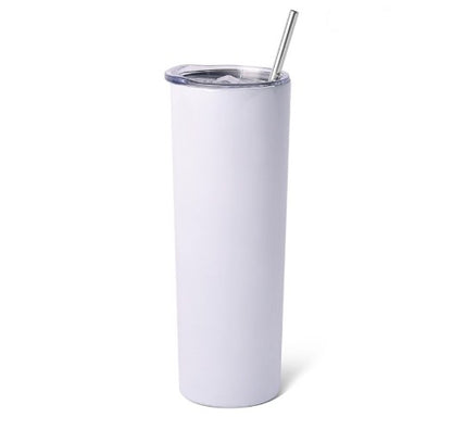 Blank 20oz Skinny Sublimation Tumbler – Glossy White | Straight (No Taper)