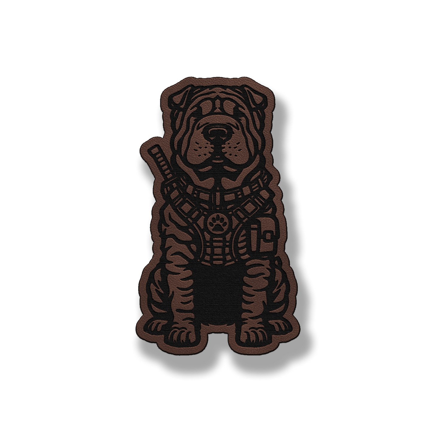 Tactical Shar Pei dog patch in classic light brown leatherette