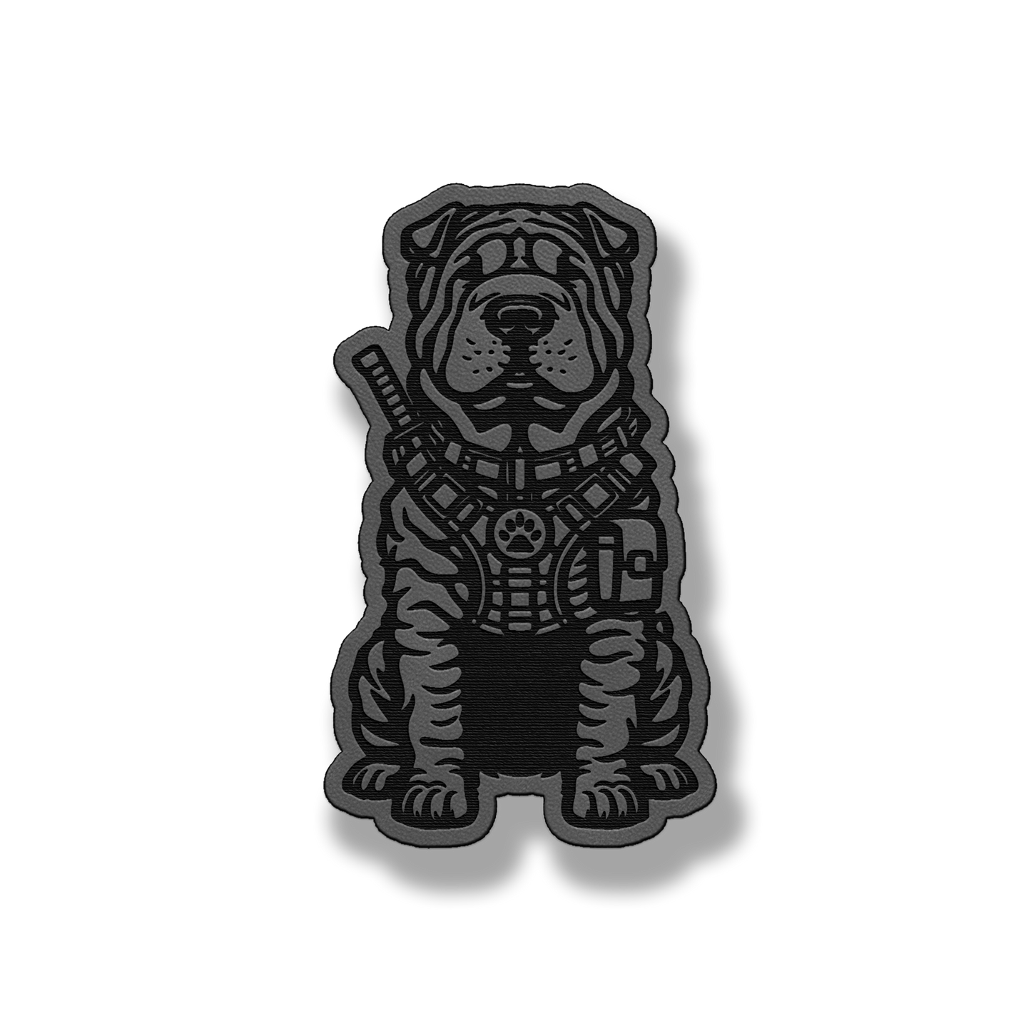 Tactical Shar Pei dog patch in classic gray leatherette