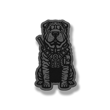 Tactical Shar Pei dog patch in classic gray leatherette