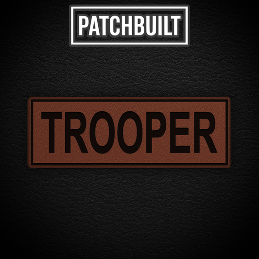 TROOPER – Large Brown Leatherette Patch (Hook & Loop or Iron-On)