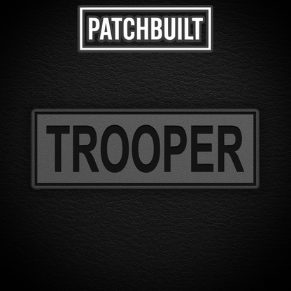 TROOPER – Large Gray Leatherette Patch (Hook & Loop or Iron-On)