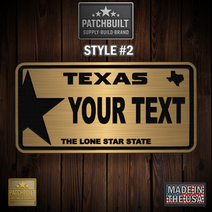 Custom Texas Plate Patch – Personalized Acrylic Name Patch (2 Styles)