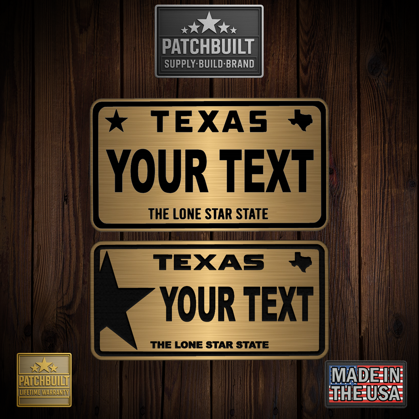 Custom Texas Plate Patch – Personalized Acrylic Name Patch (2 Styles)
