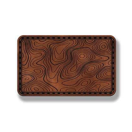 Topographic Map minimalist terrain leatherette patch in saddle chestnut