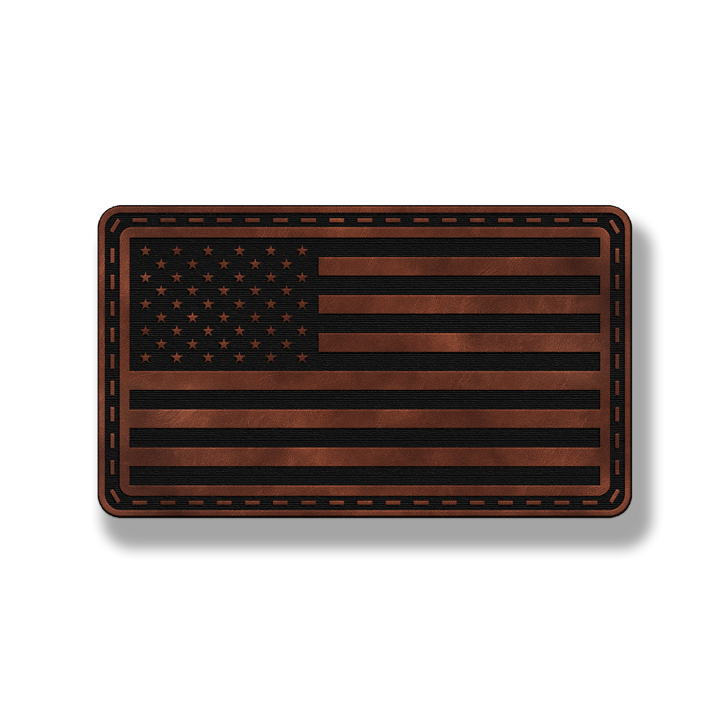 American Flag leatherette patch in saddle dark brown
