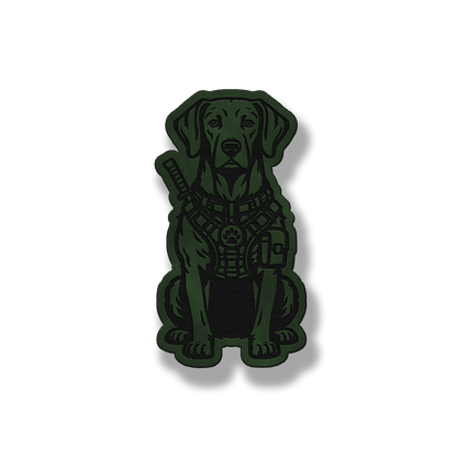 Tactical Weimaraner dog patch in saddle green leatherette