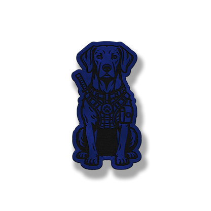 Tactical Weimaraner dog patch in saddle blue leatherette