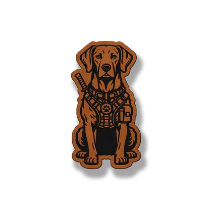 Tactical Weimaraner dog patch in classic chestnut brown leatherette