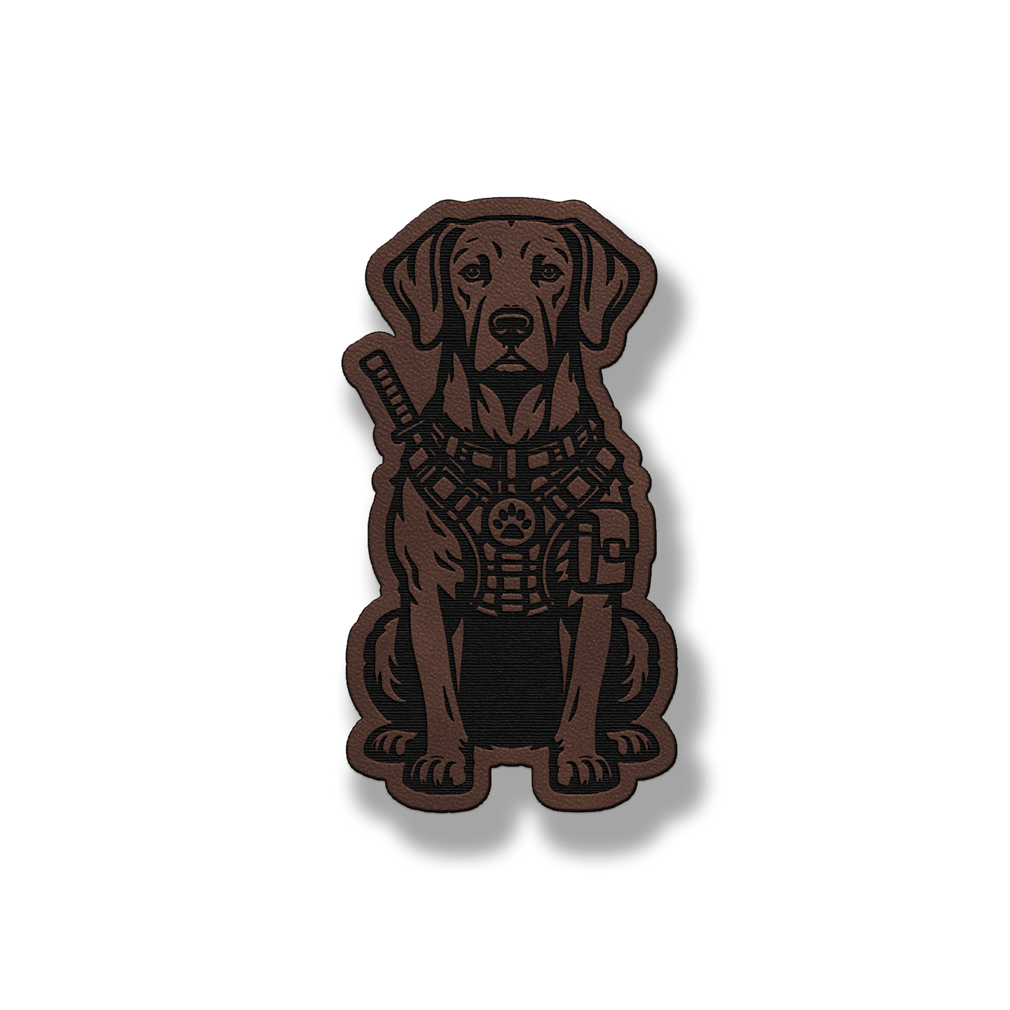Tactical Weimaraner dog patch in classic light brown leatherette