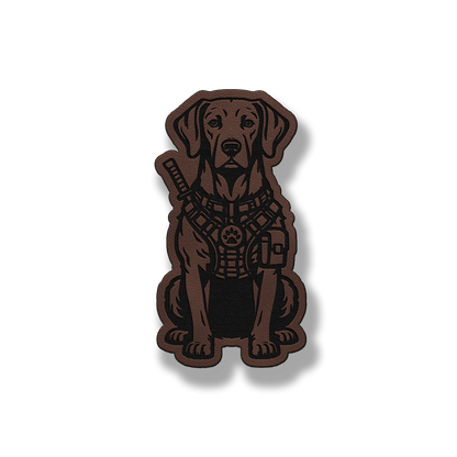 Tactical Weimaraner dog patch in classic light brown leatherette