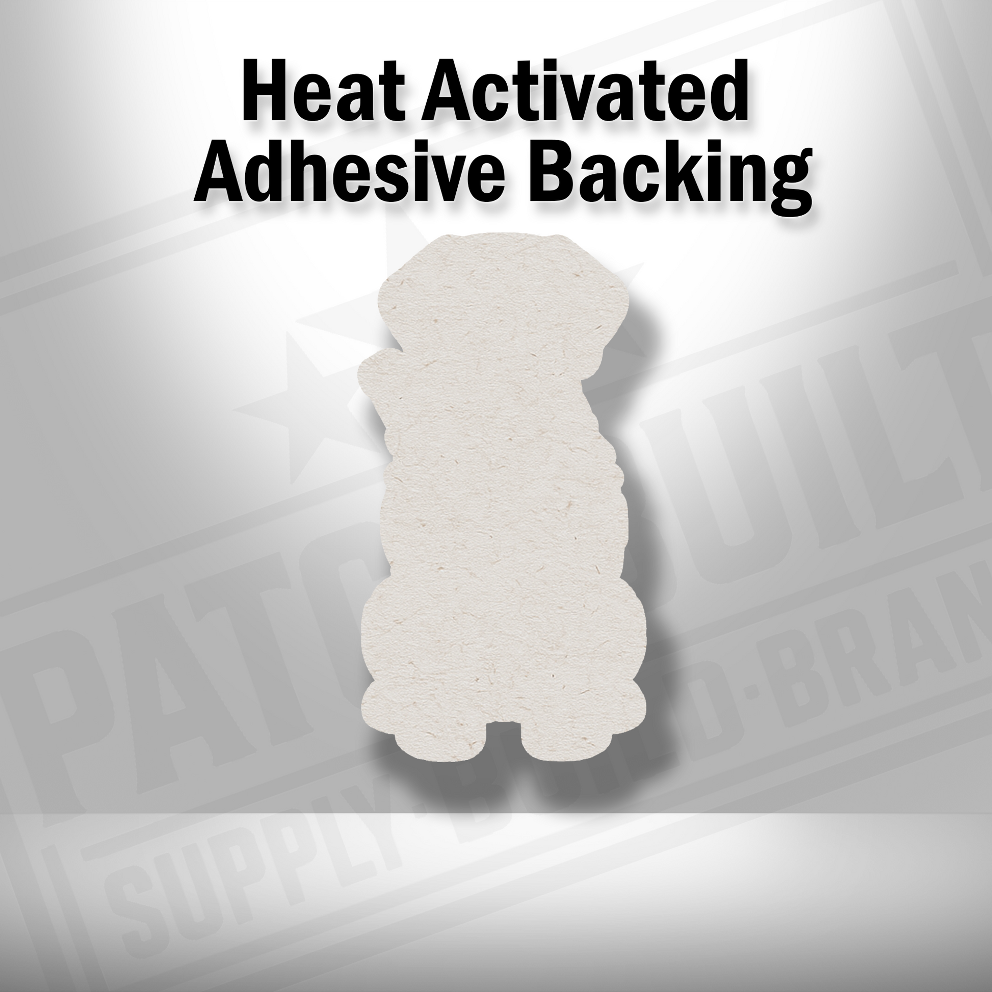Heat-activated adhesive backing shown on Tactical Weimaraner patch