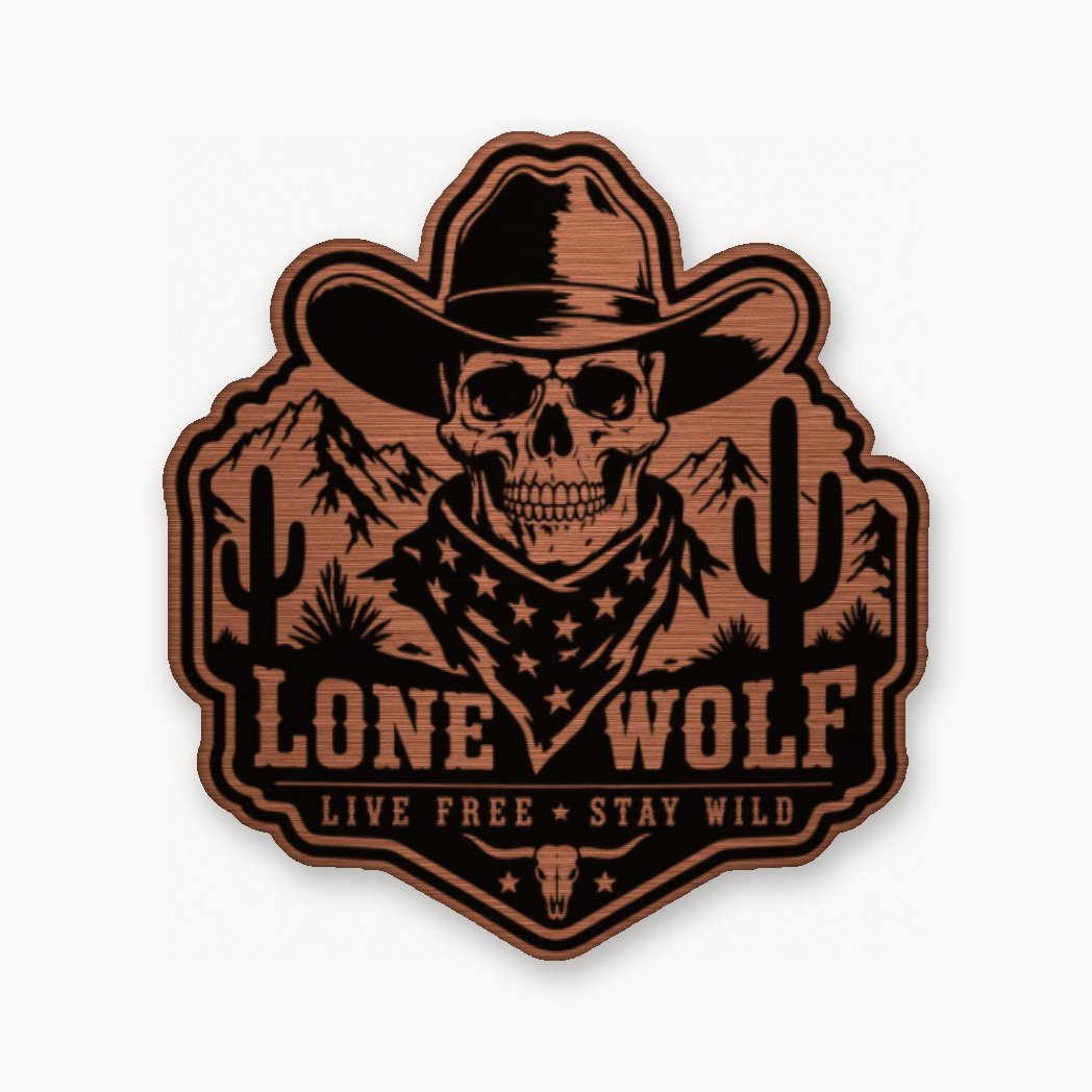 Lone Wolf Life Free Stay Wild – Leatherette Morale Patch — Copper