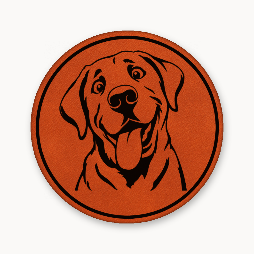 Goofy Labrador – Leatherette Morale Patch — Classic Orange