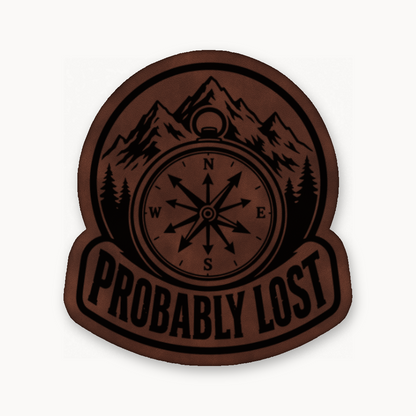 Probably Lost Compass Explorer – Leatherette Morale Patch — Dark Saddle Brown
