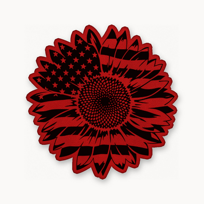US Flag Sunflower Patch – Leatherette Morale Patch — Classic Red