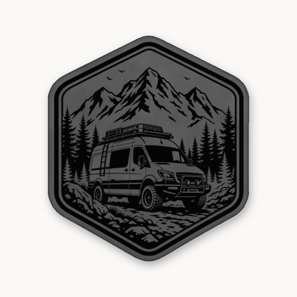 Overlanding Van Life – Leatherette Morale Patch — Classic Gray