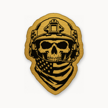 American Tactical Skull Operator – Leatherette Morale Patch — Gold